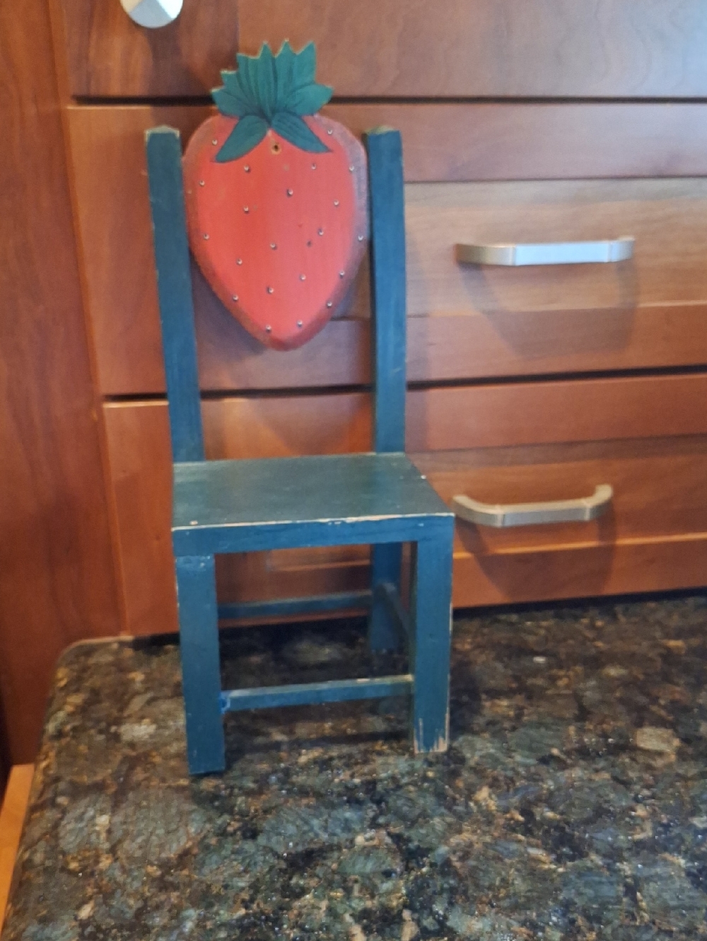 Hand-Painted Strawberry Accent Chair, Can Hang Or Stand Green and Red